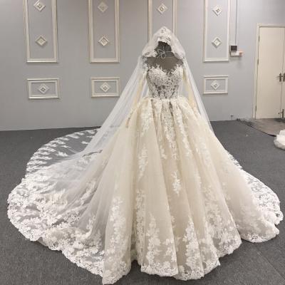 China BaiYi anti-static luxury wedding dresses bling long sleeve wedding dress bling crystal wedding dress for sale