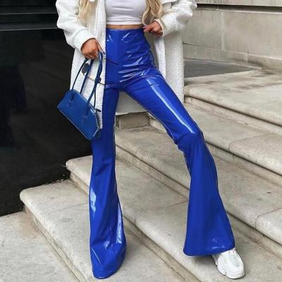 China Anti-wrinkle Y2K style boutique clothing manufacturers women PU rocket long pants leather street wear outfits for sale