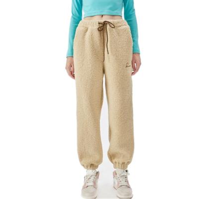 China Anti-Wrinkle Winter Women's Fleece Clothing Solid Thick Warm Jogger Female Sports Pants & Trousers Shear Cheap Trousers for sale