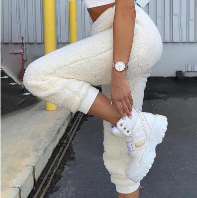 China Anti-Wrinkle Stretching Products Winter Simple 2021 Femme Clothes Women Fashion Warm Fleece Sweatpants for sale