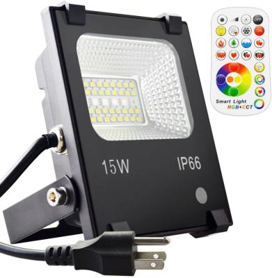 China 15W LANDSCAPE Led Equivalent 100W, Outdoor Flood Light Color Changing RGB Led Lights With Remote, 120 RGB Colors, Warm White for sale