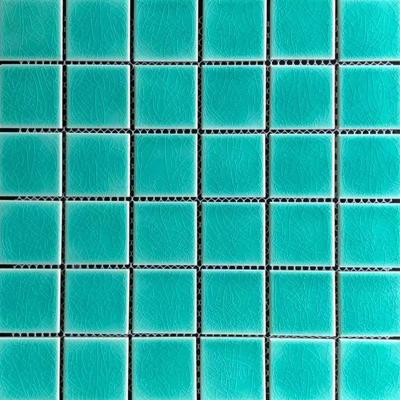 China Modern Ceramic Mosaic Pool Ice Split Green Morocco Ceramic Tile Home Stay Blue Fish Pool Villa Tile for sale