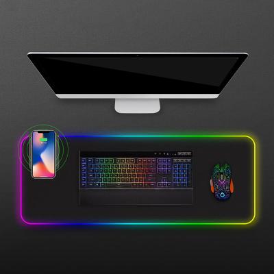 China Gaming Gamer Radio Charging Large Empty Keyboard Game RGB Mouse Mat Pad for sale