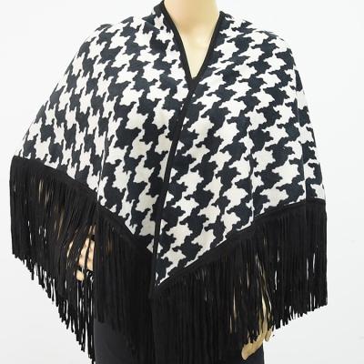 China Keep Autumn Winter New Style Warm Fleece Fringed Warm Sleeves Shawl Sweater Knitted Shawls And Wraps for sale