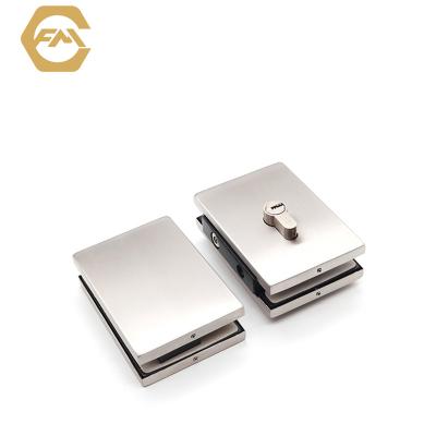 China Easy to install and maintain. Customized 304 Frameless Office Hotel Long Tab Lock Cylinder Sliding Tempered Glass Stainless Steel Stainless Steel Glass Door Lock Portable for sale