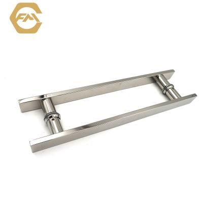 China Easy to install and durable new product 304 stainless steel square tube tempered shower glass door handle for sale