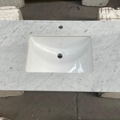 China Contemporary Square Sink Carrara Marble Bathroom Tops for sale