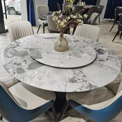 China Natural Stone Texture Hot Sale Stone Interior Design Fossil Gray Natural Marble Round Table Tops Small for sale