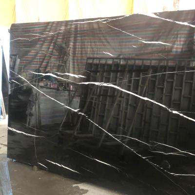 China Modern factory supply natural marquina stone black marble slab stone tiles directly for sale