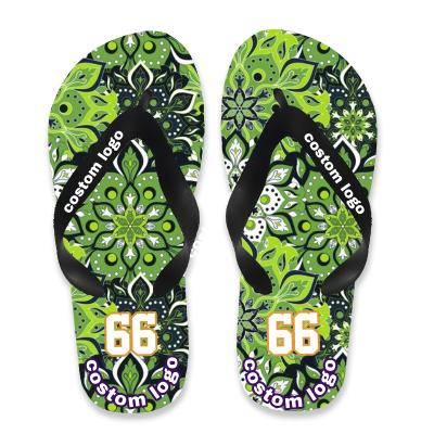 China Fashion Trend Hellosports Wholesale Summer Print Hawaiian Beach Slides Flip Flops EVA Slippers Custom Casual Mens Sandals for sale