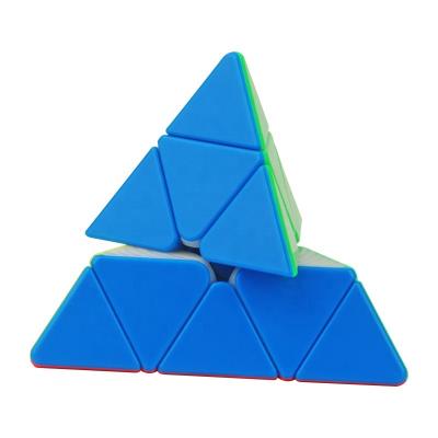 China New color match pyramid puzzle 8cm plastic magic gear plastic triangle cube for sale for sale