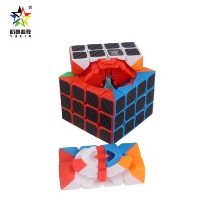 China SNAP Yuxin Design Carbon Cube 4x4 Colorful Kid Fiber Speed ​​Sticker In Heterotypical Magic Smooth Puzzle Toy Blocks Stress Toys Gift for sale