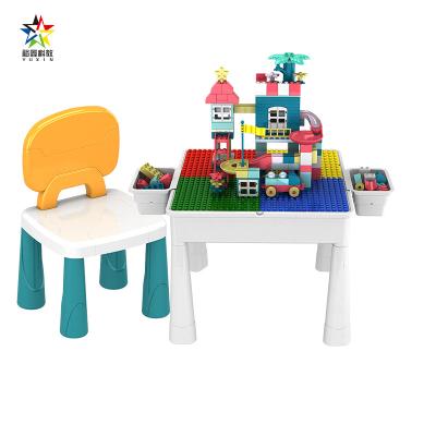 China Educational toys Yuxin Multifunctional Learning Building Blocks DIY Table 677-6A chair large particles assembled toy baby puzzle game for kids for sale