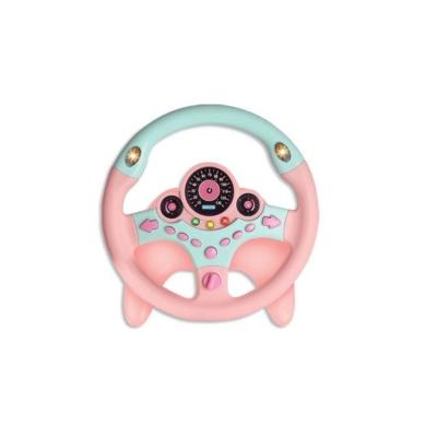 China Rotate 360 ​​degrees of electric steering wheel toys other to pretend play to rotate 360 ​​degrees of study driver pink yellow to simulate toy with buttons for sale