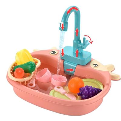 China High Quality Funny Kid Role Play Cow Kitchen Plastic Pretend Play Wash Up Sink Dishwasher Toys for sale