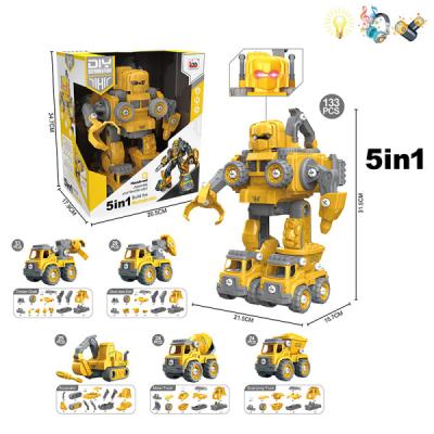 China Electronic Toy 133PCS ROBOT SET 5 IN 1 TRANSFORMATION LIGHTS MUSIC WITH SOLID COLOR A# (3XAG13 BATTERY BATTERY) for sale