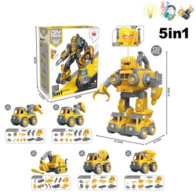 China Electronic Toy 133PCS ROBOT SET 5 IN 1 TRANSFORMATION LIGHTS MUSIC WITH SOLID COLOR A# (3XAG13 BATTERY BATTERY) for sale