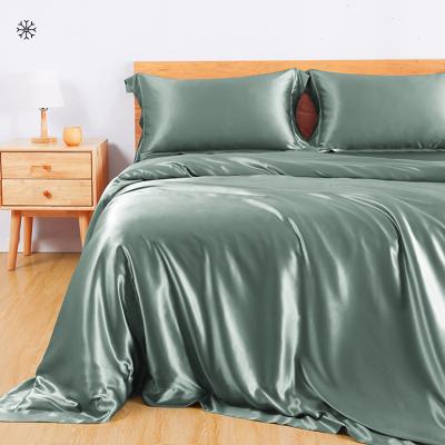 China Single luxury satin silk bedding pure mulberry silk duvet cover set,silk sheets,qualified flat sheet silk hometextile sheet for sale