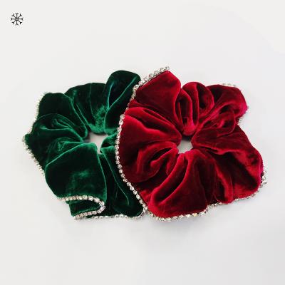 China 2022 Fashion Hot Silk Women's Hair Accessories Silk Hair Accessories Circle Scrunchies Diamond Elastic Hair Scrunchies for sale