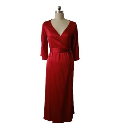 China Unique Design Pajamas Burgundy Lace Hot-selling Luxury Nightgown Breathable for sale