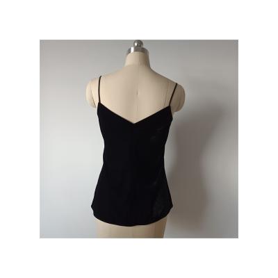 China QUICK DRY quality guaranteed unique fashion women's silk black velvet v-neck camisole for sale