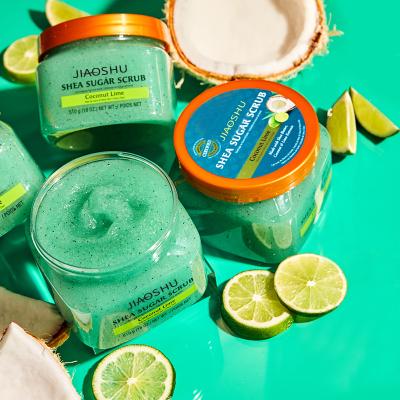 China Hot Selling Exfoliator Shea Sugar Scrub Tropical Brightening Body Scrub Coconut Lime Exfoliating Shea Sugar Body for sale