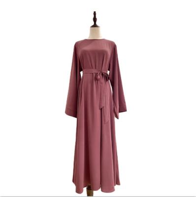 China Matte Silk-Like Polyester Premium High Quality Arab Islamic Women Modest Abaya Muslim Robe Maxi Long Sleeve Middle East Clothing 2022 plus size for sale