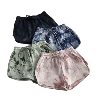 China QUICK DRY 2021 summer new fashion women girls beach tie dyeing shorts drawstring elastic waist running sports shorts pants slim casual shorts for sale