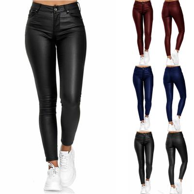 China Wholesale High Quality QUICK DRY Raw High Waist Vintage PU Leather Panties Women Plus Size Waterproof Skinny Pants Women Club Wear Leather Panties for sale