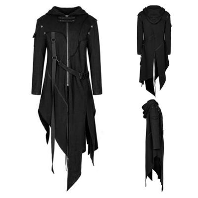 China 2021 Anti-wrinkle retro men's gothic black hooded coat tail coat punk jacket new plus size men's clothing jacket for men Halloween Cos Jackets for sale