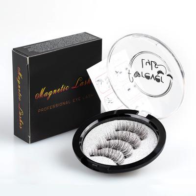 China Long Small Box Magnet Natural Round Eyelashes Natural Mink Hair False Eyelashes for sale