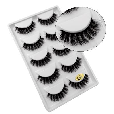 China Wholesale Cheap 5 Pairs Natural Eye G600 Long Lashes Natural False Eyelashes 5 Pairs 3D Mink Eyelashes for sale