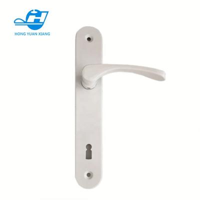 China Traditional White Painted Aluminum Color Handle With Plate Steel Plate Door Handle For Wooden Door for sale