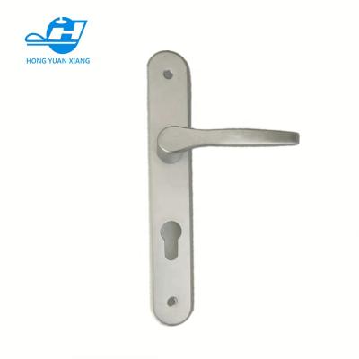 China Traditional Long Round Plate Aluminum Handle On Plate Aluminum Sliver Color For Interior Door Euro Market for sale