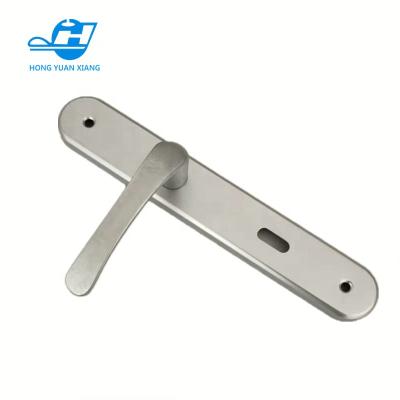 China Traditional Long Round Plate Aluminum Handle On Plate Aluminum Sliver Color For Interior Door Euro Market for sale