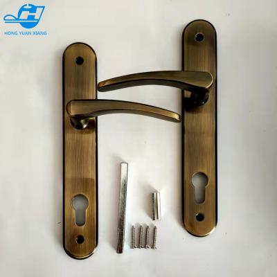 China Traditional Antic brass color aluminum handle on steel plate with open mortise lock cylinder for sale