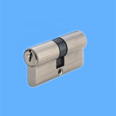 China Keyed Works European Profile 60MM Nickel Brushed Finish Brass Cylinder Good Quality for sale