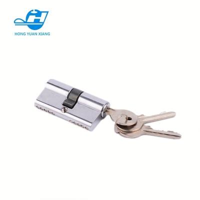 China Hot Double Open Style Nickel Stain 60mm Brass Door Lock Cylinder With Full Size Keys for sale