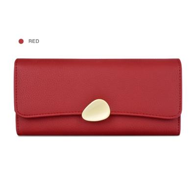 China New Latch Latest Ladies Wallet Women Triple Wallet Clutch Decorative Elegant Anti-theft PU Long Leather Purse for sale