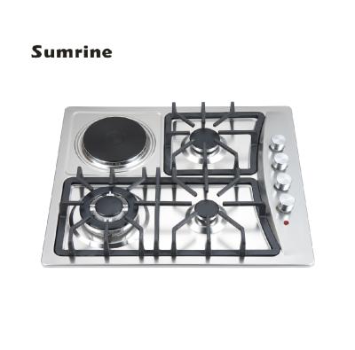 China Modern new hotel design gas hob cooktop gas hob with electric 3 gas 1 burner for sale