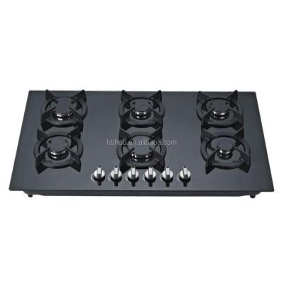 China Best Long Life Kitchen Glass Type Ceramic / Glass Appliance Burners 6 Built In Gas Stove / Gas Hob / Gas Cooker for sale