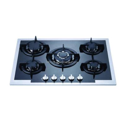 China Good household price built in 5 burner panel cast iron gas stove/gas hob/glass gas cooker for sale