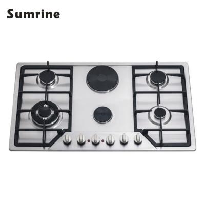 China 6 burner clean gas and electric easy in one cooktops hot selling safe kitchen stove with sensitive plate power appliances hob for sale