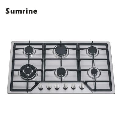 China Hot sale 6 burner stainless steel gas cooktops fashion design kitchen appliances wok cooker hob easy clean responsive restaurant equipment for sale