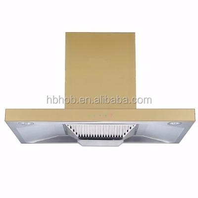 China 900mmT Gold End 28# Copper Motor Range Hood T Glass Shape HT-021 for sale