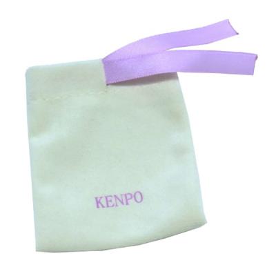 China Recyclable Soft White Velvet Gift Bags With Logo Ribbon Purple Custom Makeup Jewelry Packaging Pouches 7x9cm 10x12cm 6x13cm for sale