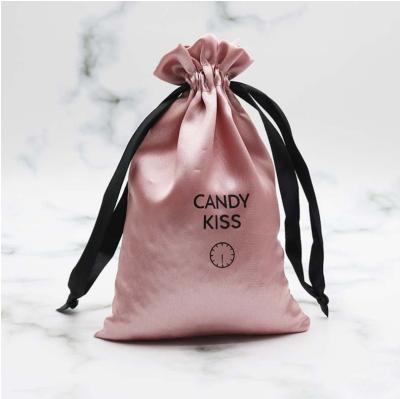 China Pink Silk Satin Stain Gift Bags Packaging Pouches Custom Logo Cosmetic Sack Necklace Bracelet Bangle Jewelry 10X15cm(4x6inch) for sale