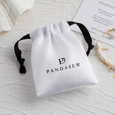 China Higher Quality Satin Sew Stain White Silk Gift Bags Packaging Pouches Custom Logo Cosmetic Sack 8x10cm 9x12cm Jewelry for sale