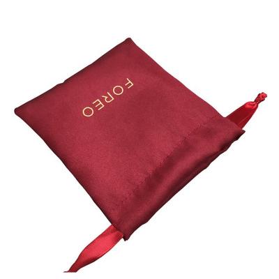 China Custom Red Wine Stain Silk Satin Gift Bags Pouches Custom Logo Sack Necklace Bangle Bracelet Jewelry 8x10cm 9x12cm 10x15cm 13x17cm for sale