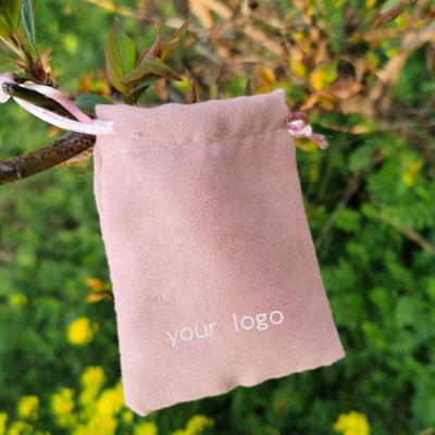 China Recyclable Small Pink Gift Bags 5x7cm 7x9cm 8x10cm Custom Logo Cosmetics Sack Jewelry Microfiber Velvet Packaging Pouches for sale